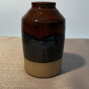 New Handcrafted Brown and Blue/Black Pottery Vase